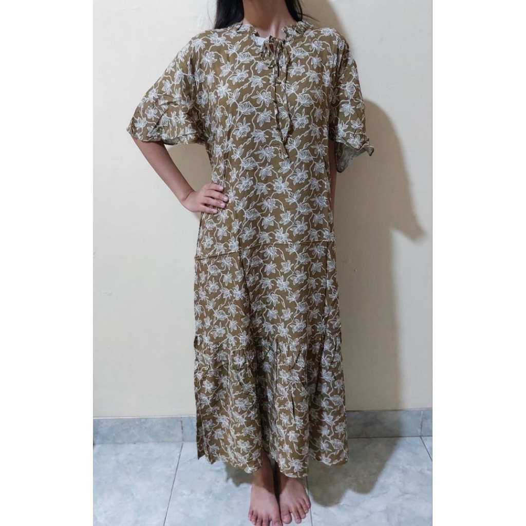 DASTER DRESS RAYON PREMIUM NYAMAN (OLIVE GREEN)