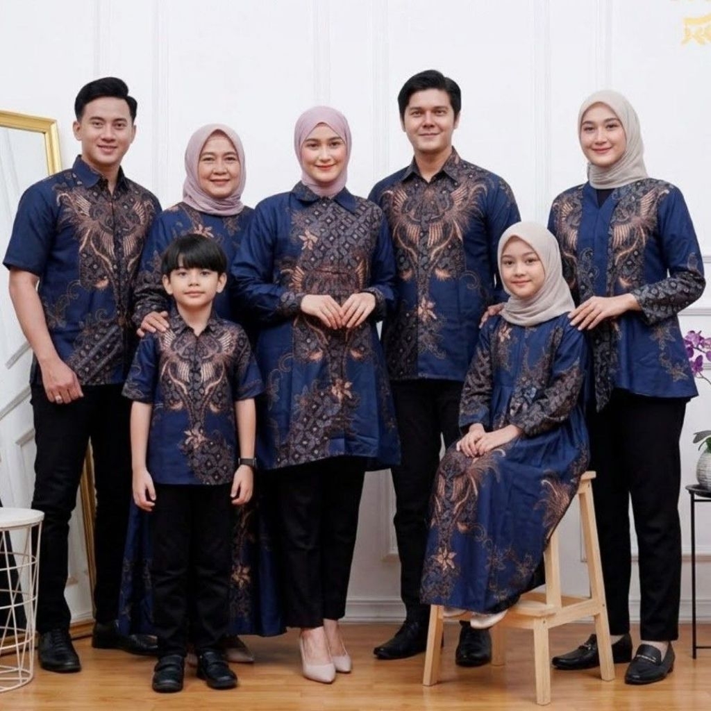 Rahwana Navy || Batik Keluarga Papa mama dan Kakak || Baju kondangan || Batik Sarimbit Kerja seragam