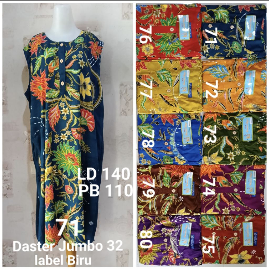 Daster Kencana Ungu Yukensi 32 Jumbo  LD 140cm Label Biru