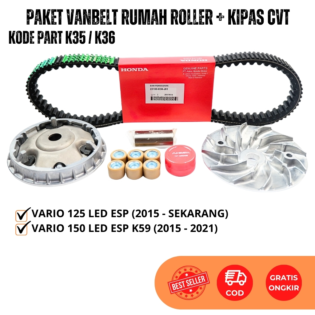 Paket Vanbelt Vario 150 LED eSP Set Rumah Roller Komplit Honda Vario 125 Esp - Vario 150 Esp - Vbelt