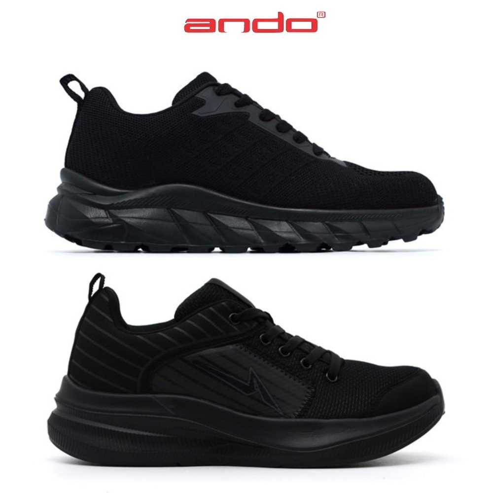 Ando Dunant Sepatu Sneakers Sekolah 39-44 Sneaker Kasual Pria Hitam Polos magnet