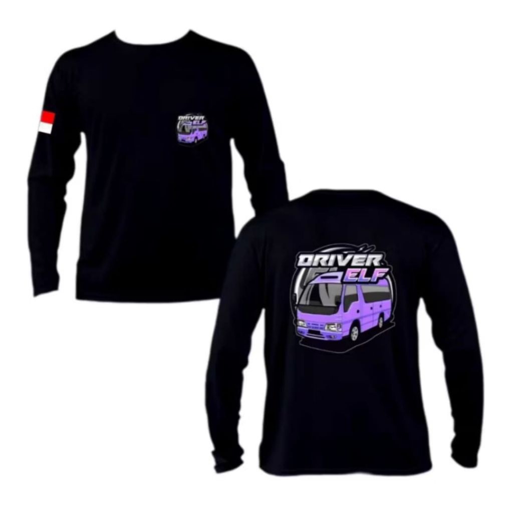 KAOS LENGAN PANJANG DRIVER ELF MOTIF MOBIL UNGU