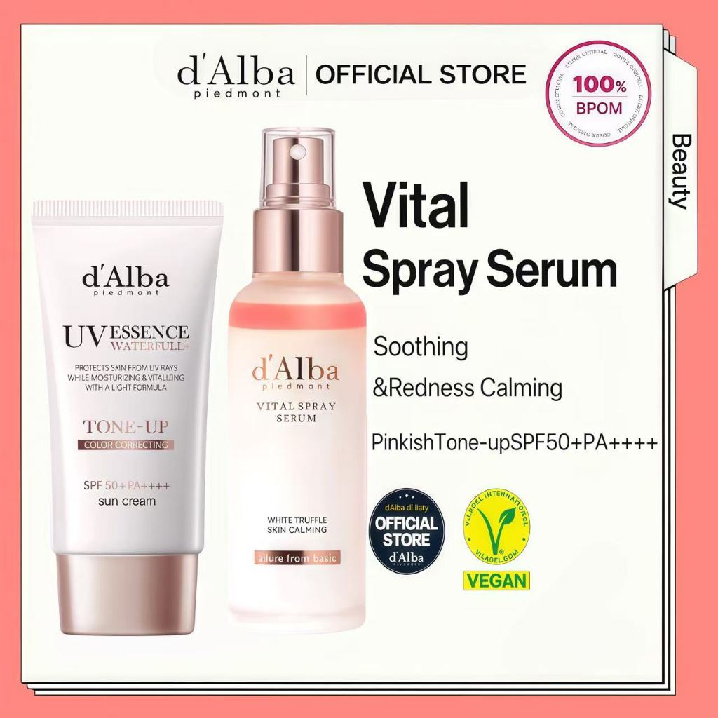 [BPOM 2PCS] D’Alba White Truffle Vital Spray Serum 100ml + Waterfull Tone Up Sun Cream 50ml