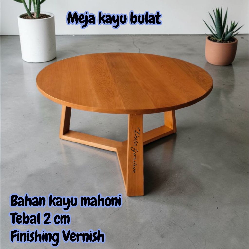 Meja Bundar Kayu Bulat – Meja Kopi, Lesehan & Meja Makan Modern