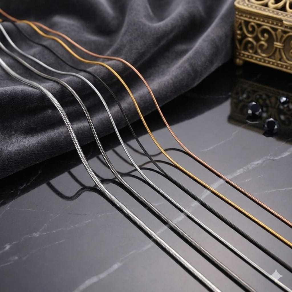 kalung rantai belut bulat titanium untuk pria wanita perhiasan kalung