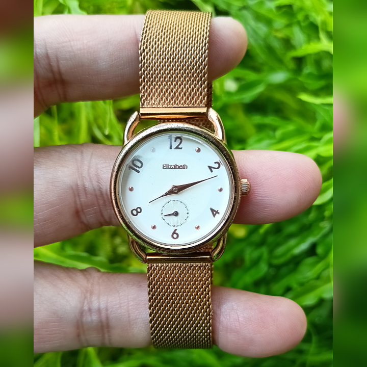 ELIZABETH 2200-0751 White Gold Original Second | Jam Tangan Wanita Preloved