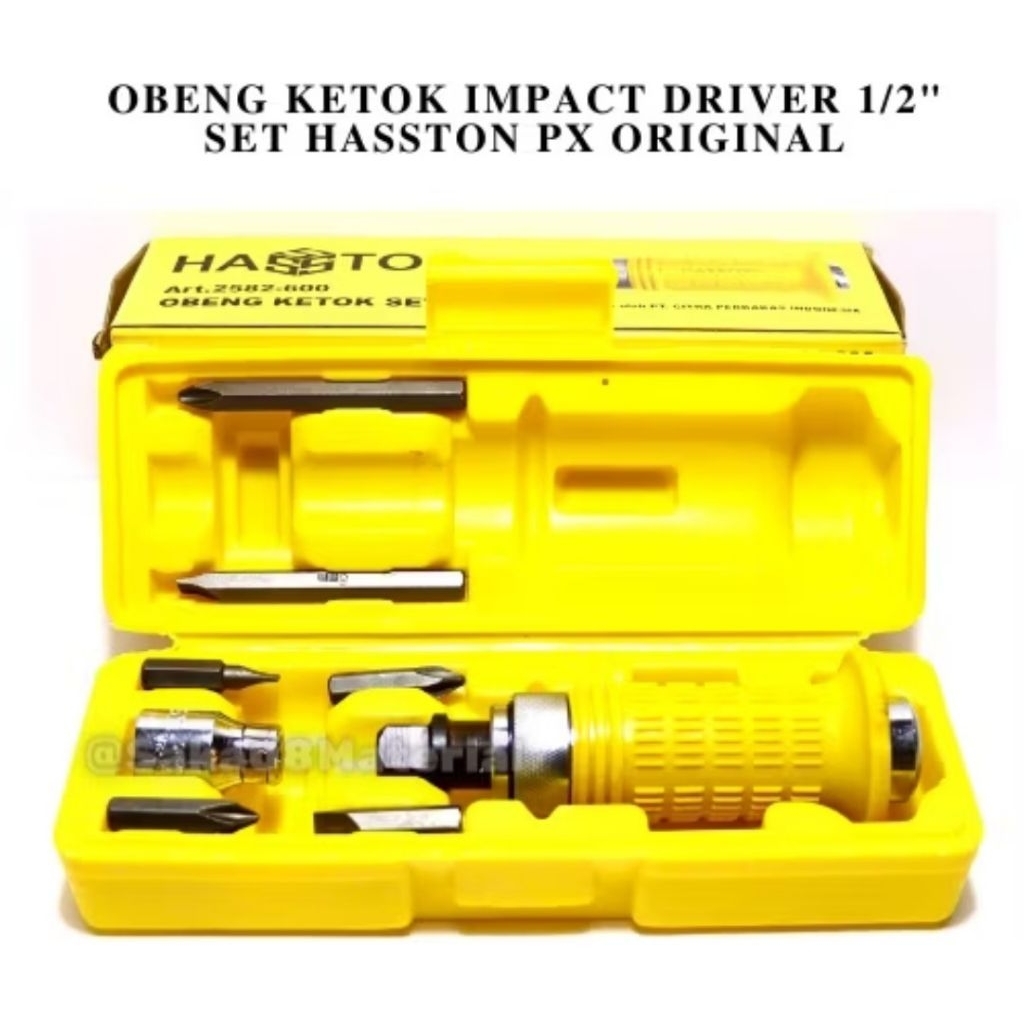 Jual Murah Obeng Ketok Impact Driver Set 6 Pcs PROHEX - Mata Obeng Pendek dan Panjang, Sambungan Sok