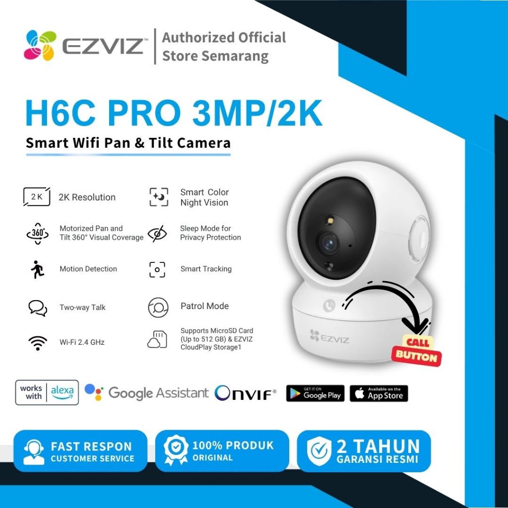 Ezviz H6C Pro 3MP / 2K Garansi Resmi Ezviz Semarang
