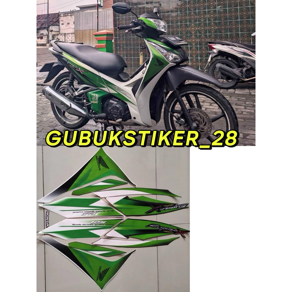 STRIPING STIKER LIS BODY MOTOR HONDA SUPRA X 125 HELM IN 2012 HIJAU