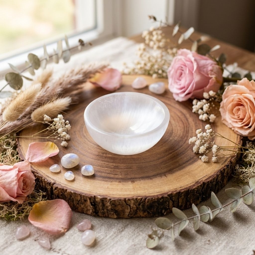 WINLIA Selenite Bowl 6cm for Cleansing & Recharge Crystal