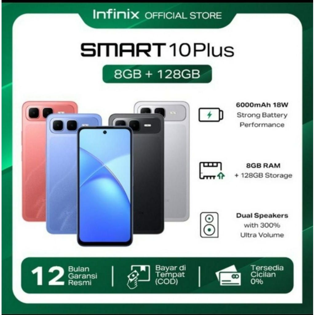 INFINIX SMART 10 PLUS 16/128GB big Baterai 6000Mah