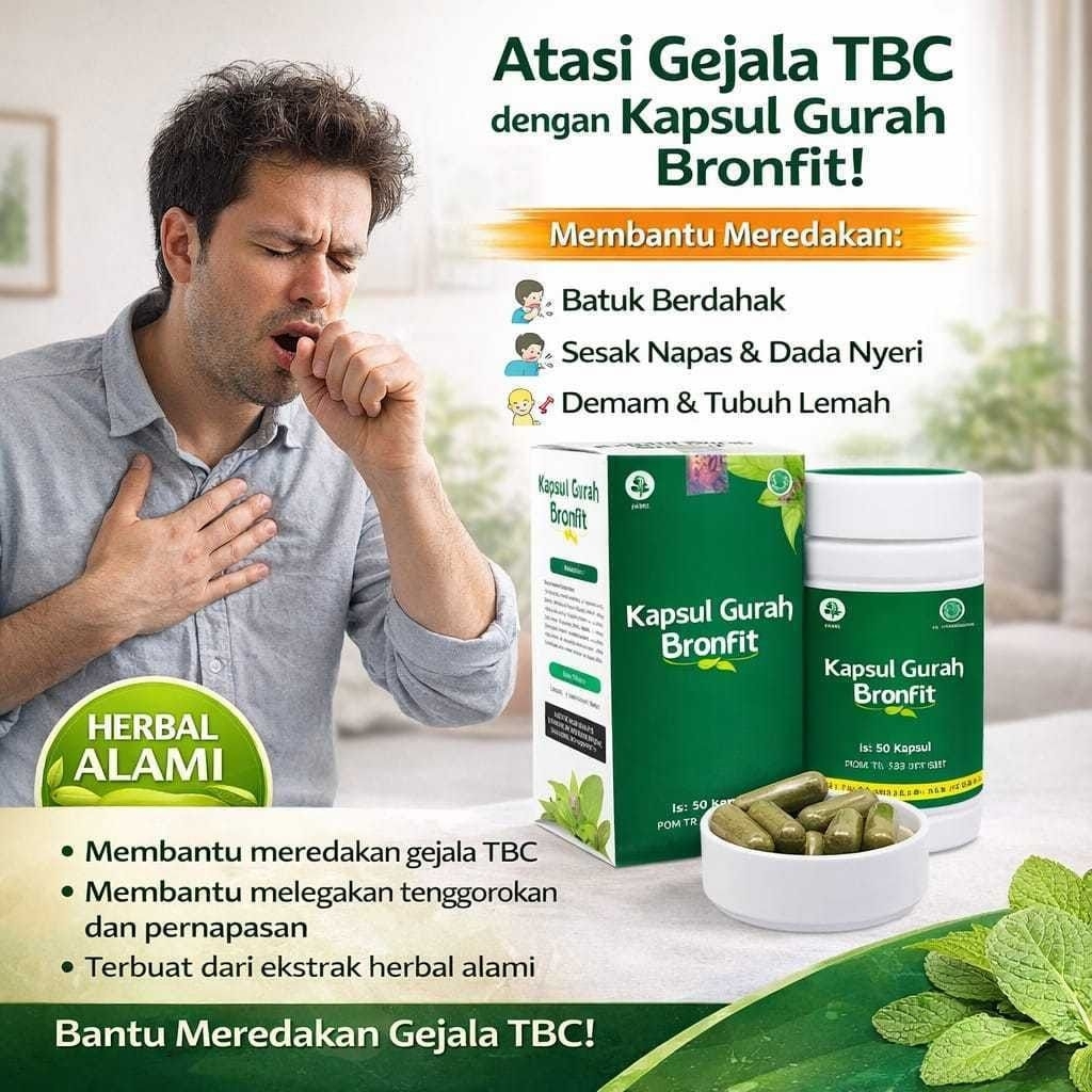 Kapsul Gurah Bronfit Atasi Batuk Asma Sesak Nafas Pembersih Paru paru 100% Herbal ORI