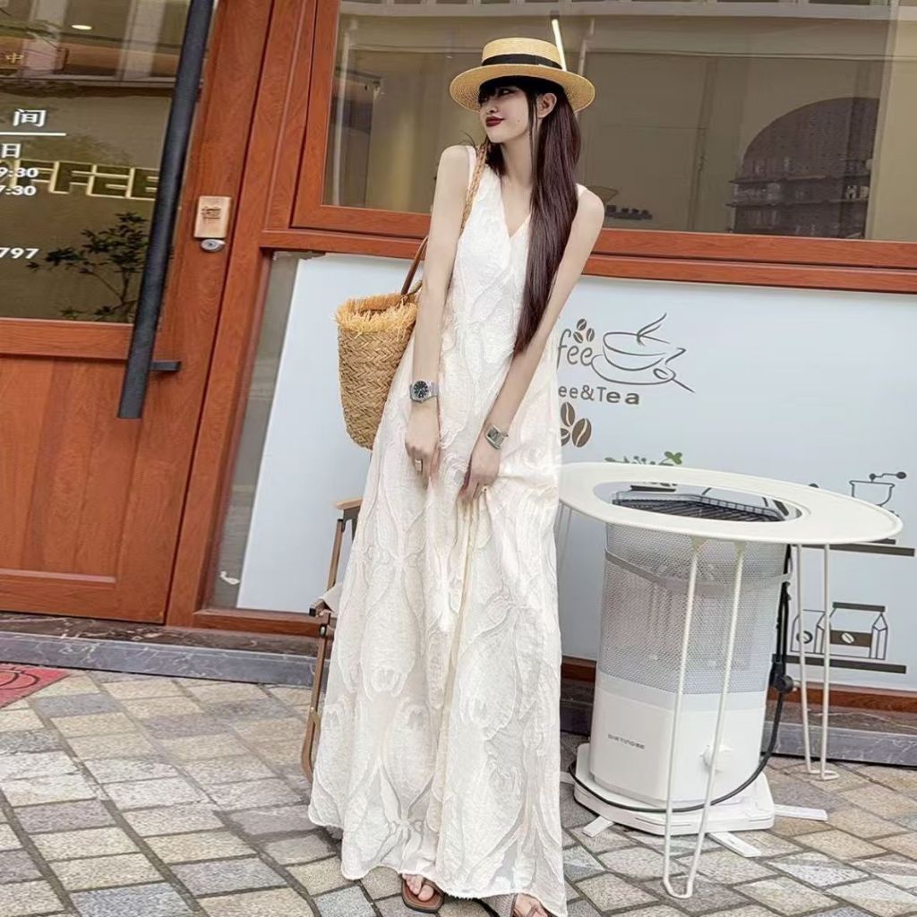 Casual Dress Putih Dress Wanita Baju Pantai Beachwear Bali Impor D1102