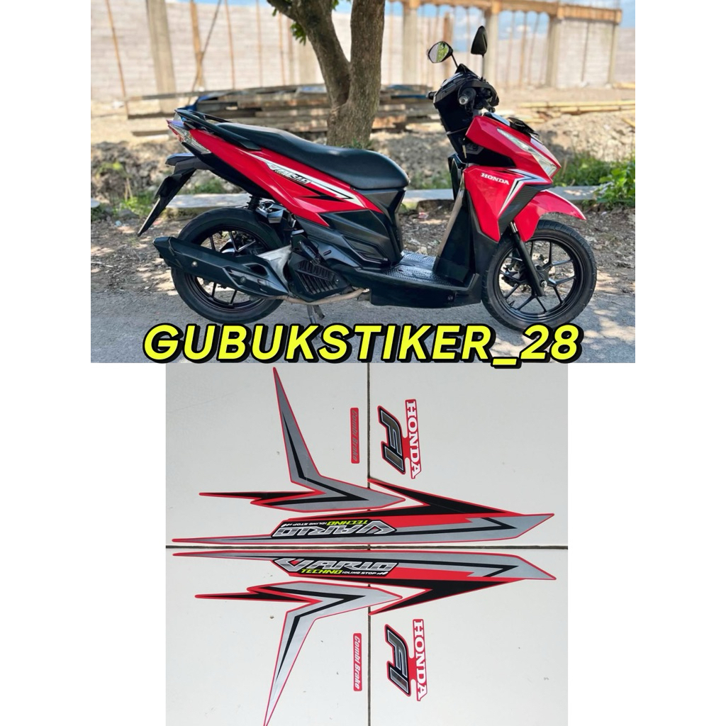 STRIPING STIKER LIS BODY MOTOR HONDA VARIO 125 2016 MERAH