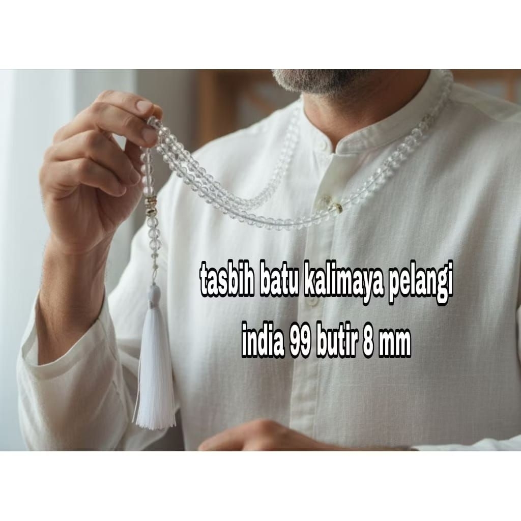 Tasbih batu kalimaya pelangi India 8mm 99 butir