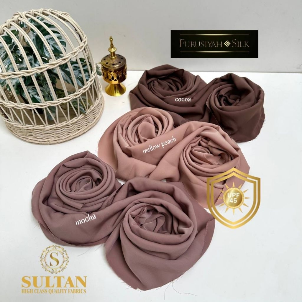 Kain Abaya Indonesia Sultan Fursan Silk/Furusiyah Silk polos Warna Lengkap