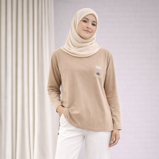 SEKIDO | The Sun Kaos | Kaos Adem dan Nyaman Bahan Cotton Combed Warna Maroon dan Cream