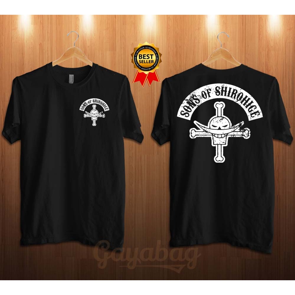 Tshirt kaos baju lengan pendek unisex anime one piece bajak laut SON OF shirohige whitebeard pirates