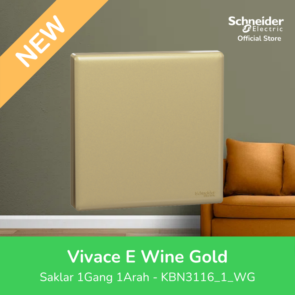 Schneider Electric Vivace E Saklar Lampu Wine Gold - 1 Gang 1 Arah 1G1A 16A - KBN3116_1_WG