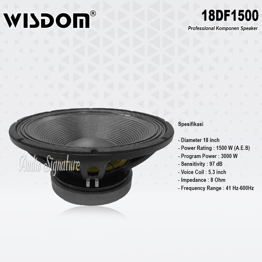 Komponen Speaker 18 Inch WISDOM 18DF1500 | 18 DF1500 Double Magnet Original