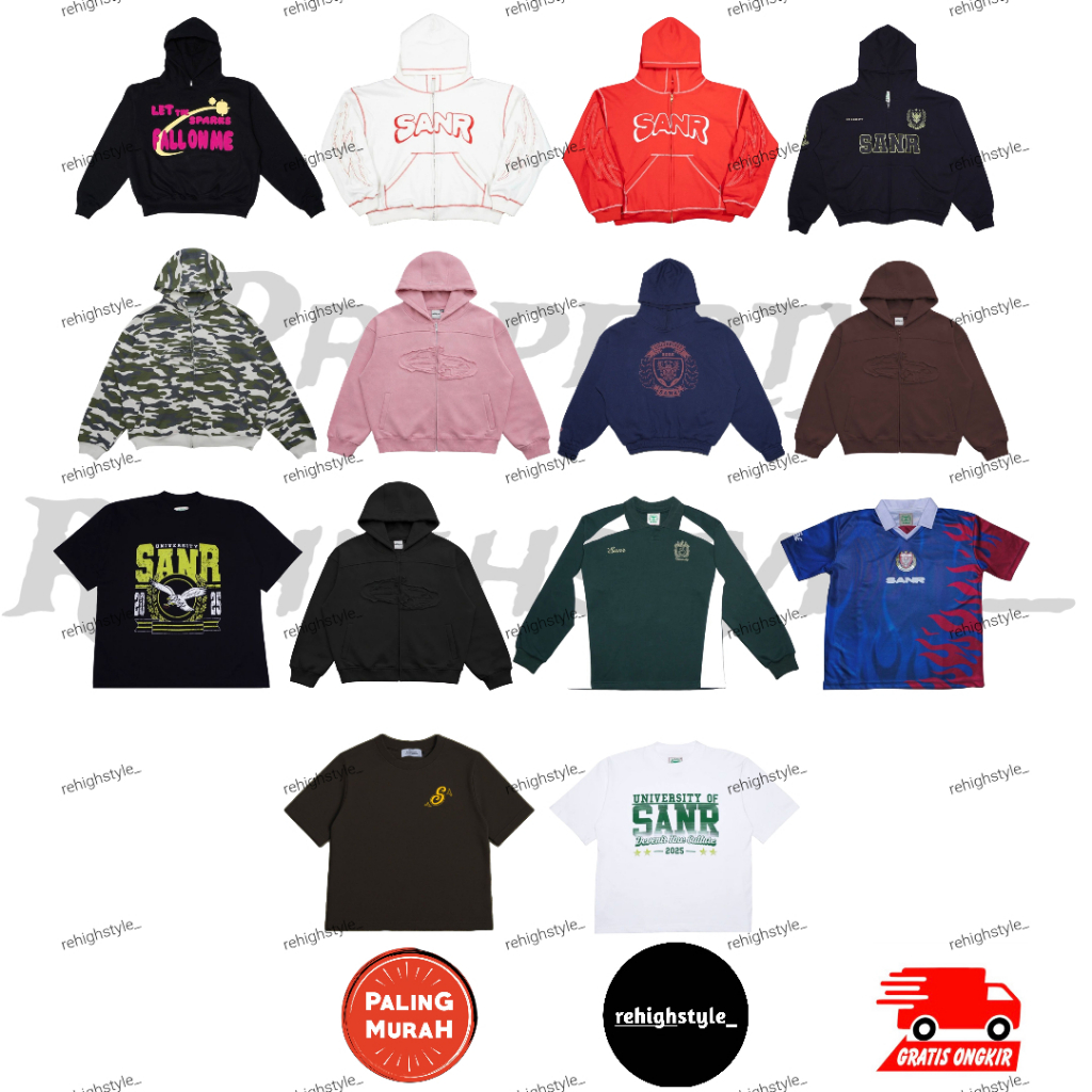 ZIP HOODIE SANR BLACK / DISTRESSED WHITE / RED / THE COLLAGE BLACK / CAMO / 1ST ANNIVERSARY PINK / H