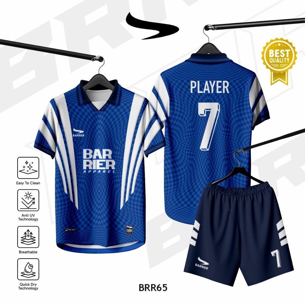 Jersey Custom Full Print Anti UV // Sepakbola // Futsal // Jersey Biru Putih