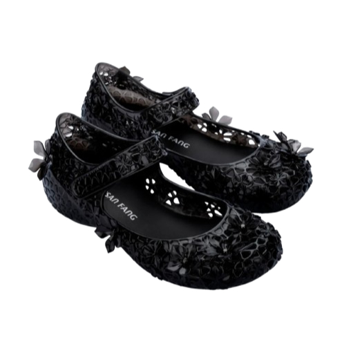 Sepatu Flat Wanita Melissa Luna Bloom + Susan Fang Ad Clear Black