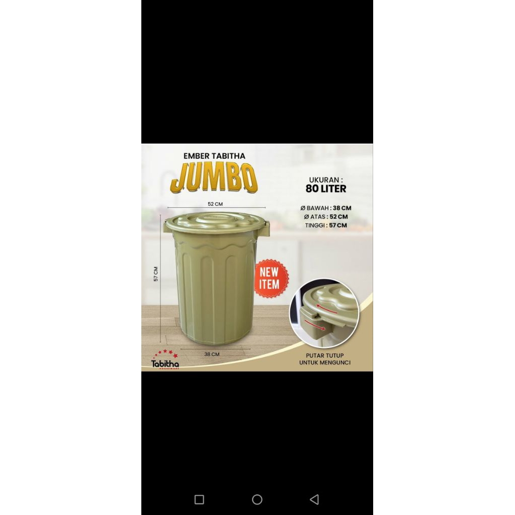 ember air besar tabitha | tong air besar | tong air