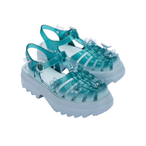 Sepatu Sandal Platform Wanita Melissa Possession Platform Sakura + Susan Fang Ad Blue/Transp Green