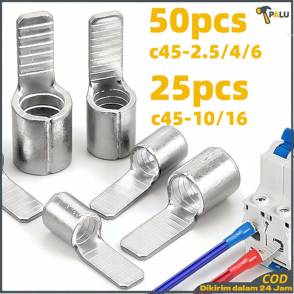 50pcs/Set Sekun Kabel Terminal C45-2.5 - Skun Gepeng Pin, Non Insulated Wire Cable Connector