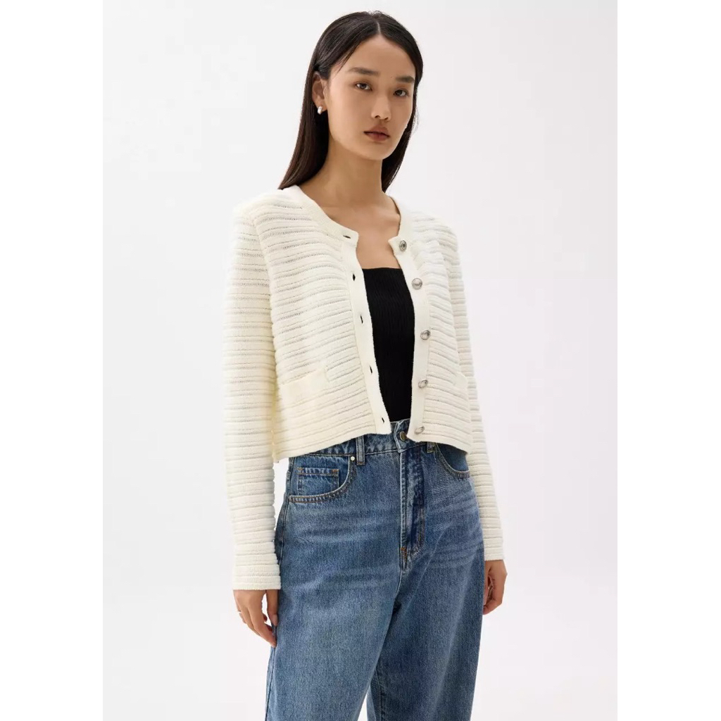 [ New ] LOVE, BONITO - Kiara Shoulder Padded Crop Knit Cardigan Size XL