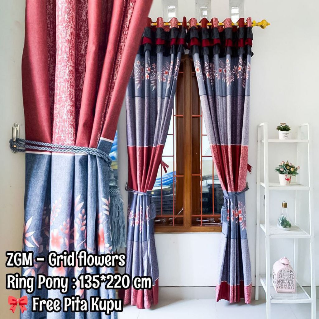 GORDEN RUMBAI/PONI PINTU JENDELA MEWAH UKURAN 135X220CM SUDAH FREE TALI SAMPING