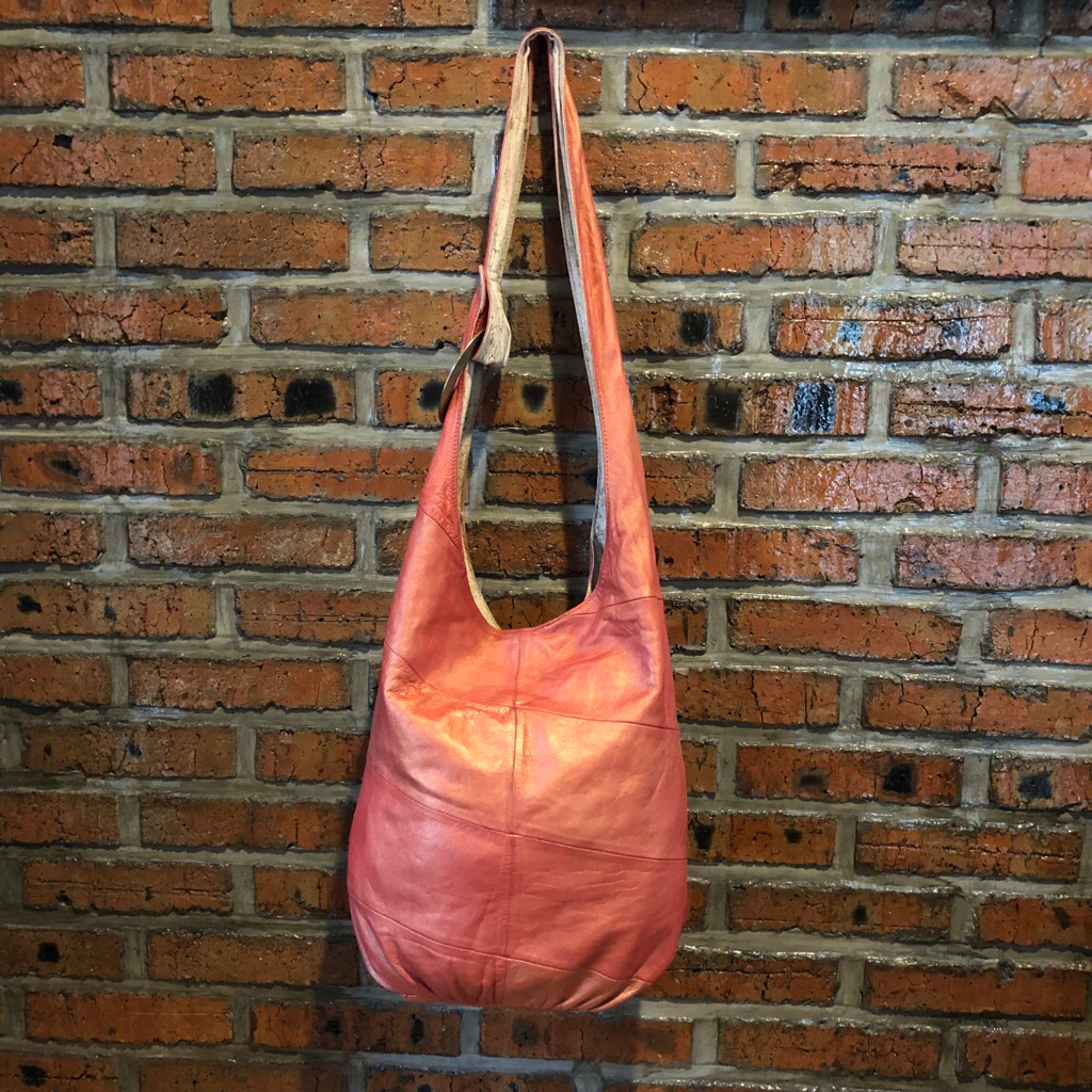 hobo shoulder bag kulit asli hanahana orange preloved