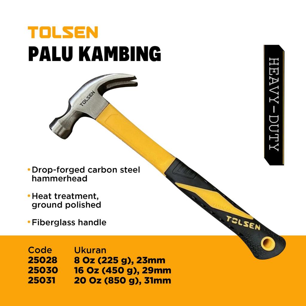 Tolsen Palu Kambing 8 16 20 oz / Claw Hammer Fiberglass Handle Carbon Steel