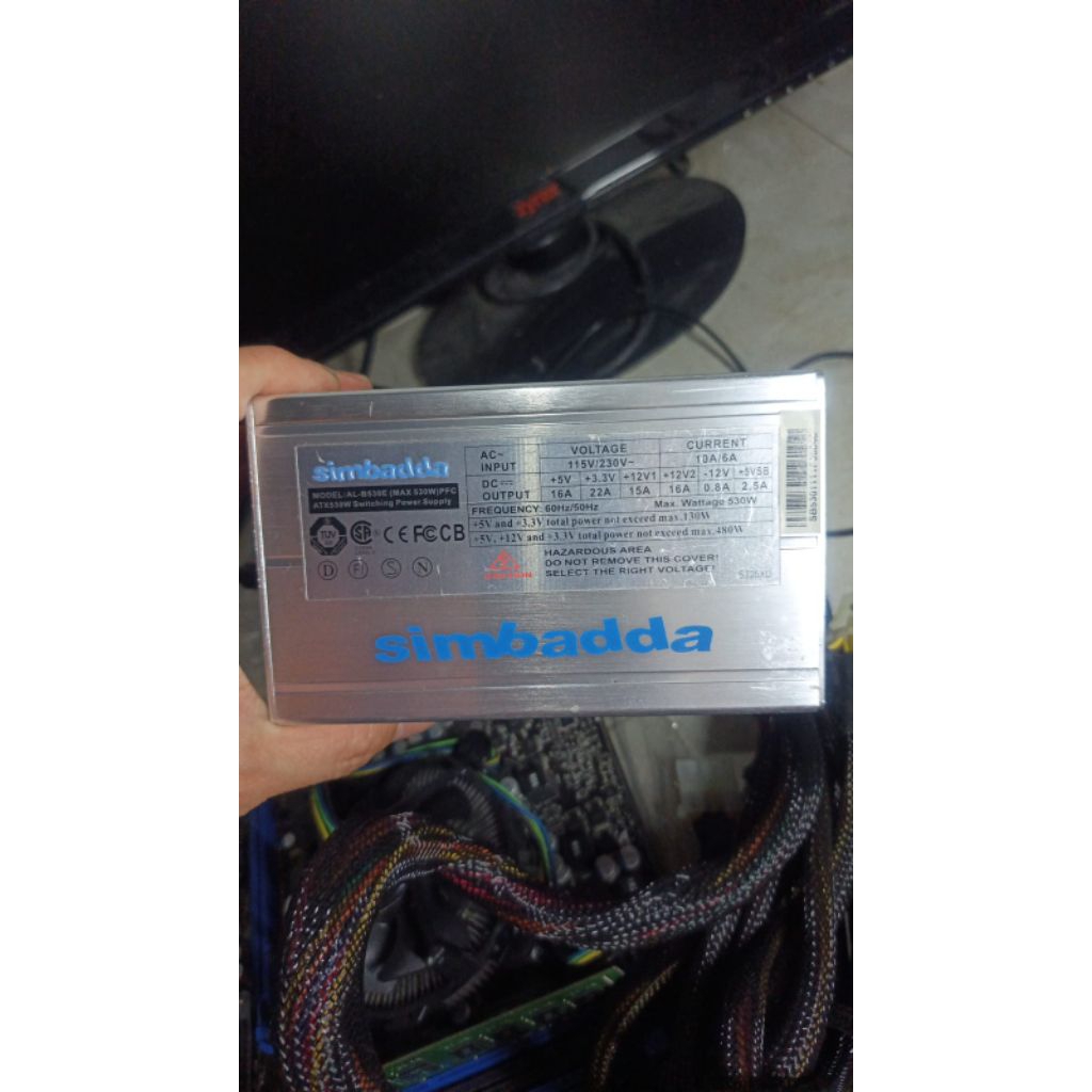 Power Supply (PSU) Simbadda AL-B530E 530W ATX Power Supply PC Aluminium Full Normal Sehat