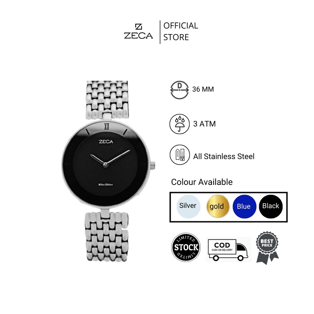 Zeca  Jam Tangan Wanita All Stainless Steel 1002LS Series