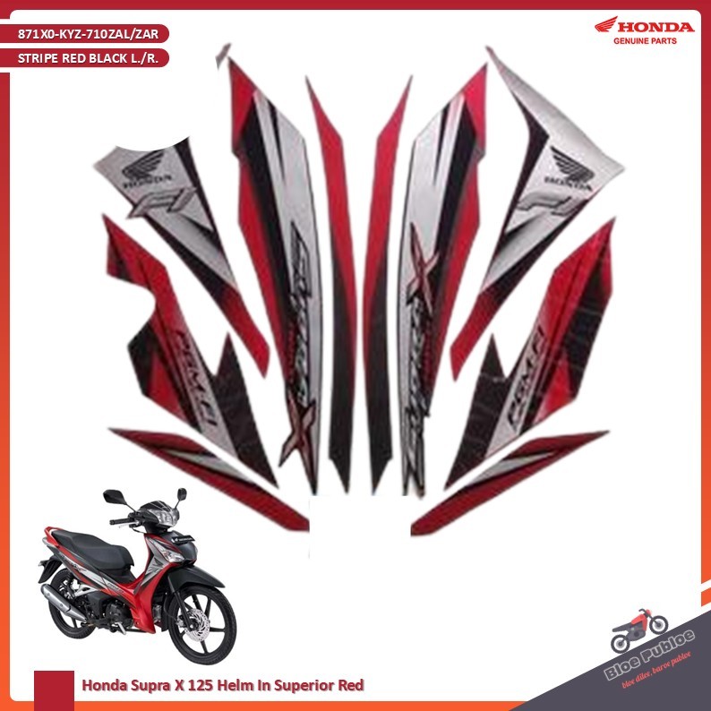 Stiker Body Honda Supra X 125 Helm-In Hitam Merah - 871X0KYZ710ZAL - 871X0KYZ710ZAR - STRIPE RED BLA