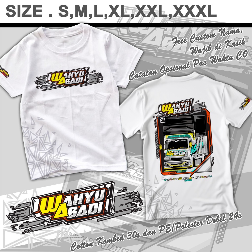T-shirt / Kaos Distro ANAK-ANAK Motif Truck WAHYU ABADI Truck Oleng Gank Indonesia Full Print Truk G