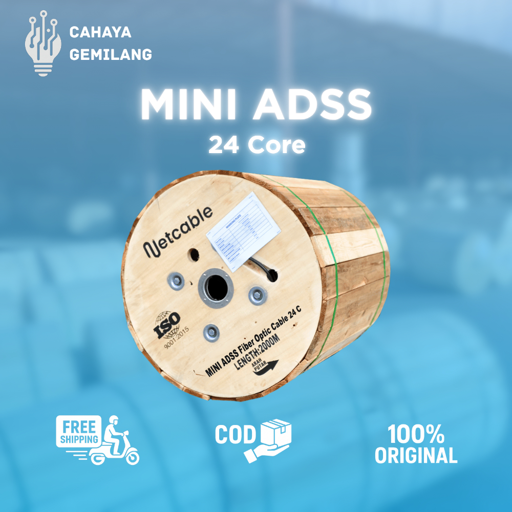 Kabel Fiber Optik Mini ADSS 24 Core 2KM 4KM | Kabel KU FO Mini ADSS 24 Core Merk Netcable