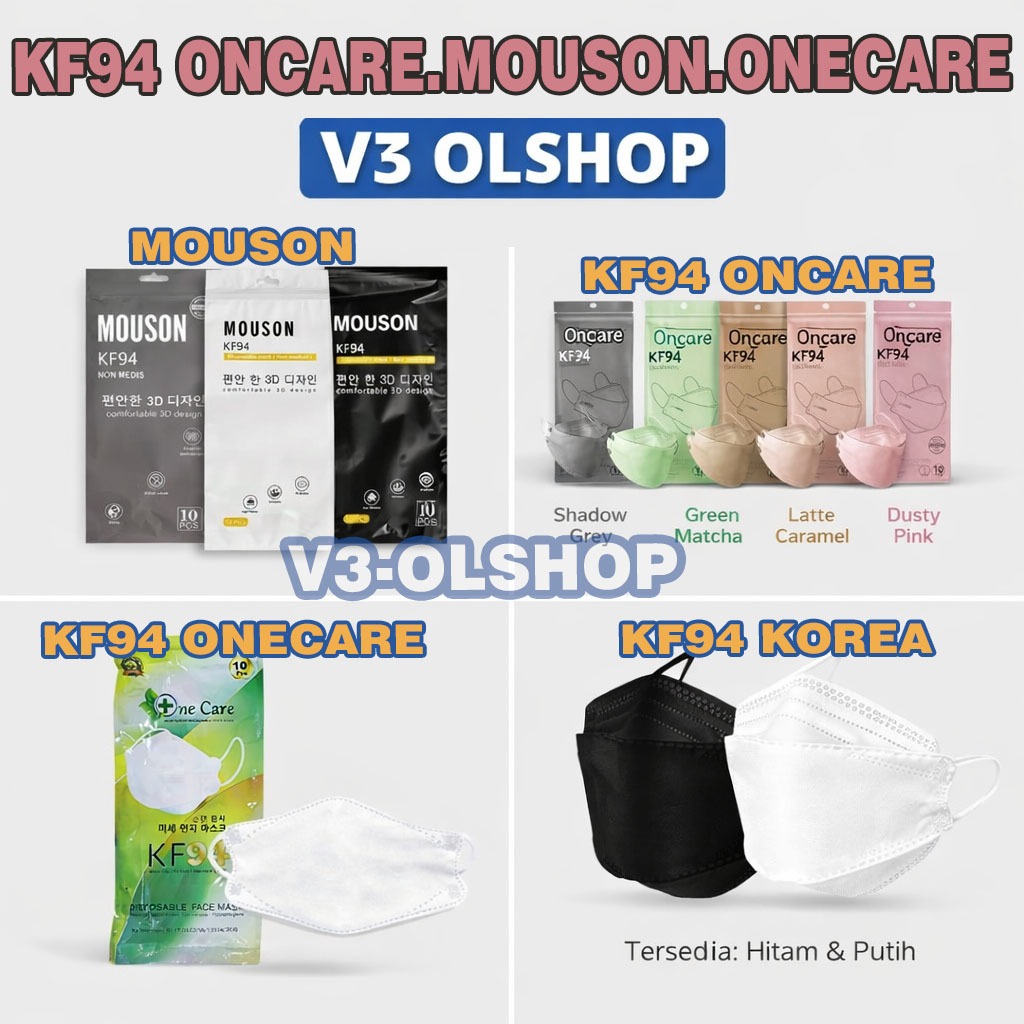 MASKER KF94 Korea Wemask, Careion, Mouson Tali Senada  Earloop Murah Pink Nude , Hijau Matcha 4ply i
