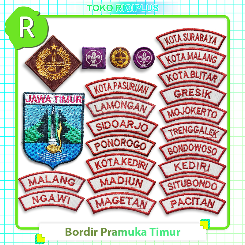 Set Bet Bordir Atribut Pramuka Untuk Wilayah Jawa Timur Siap Jahit