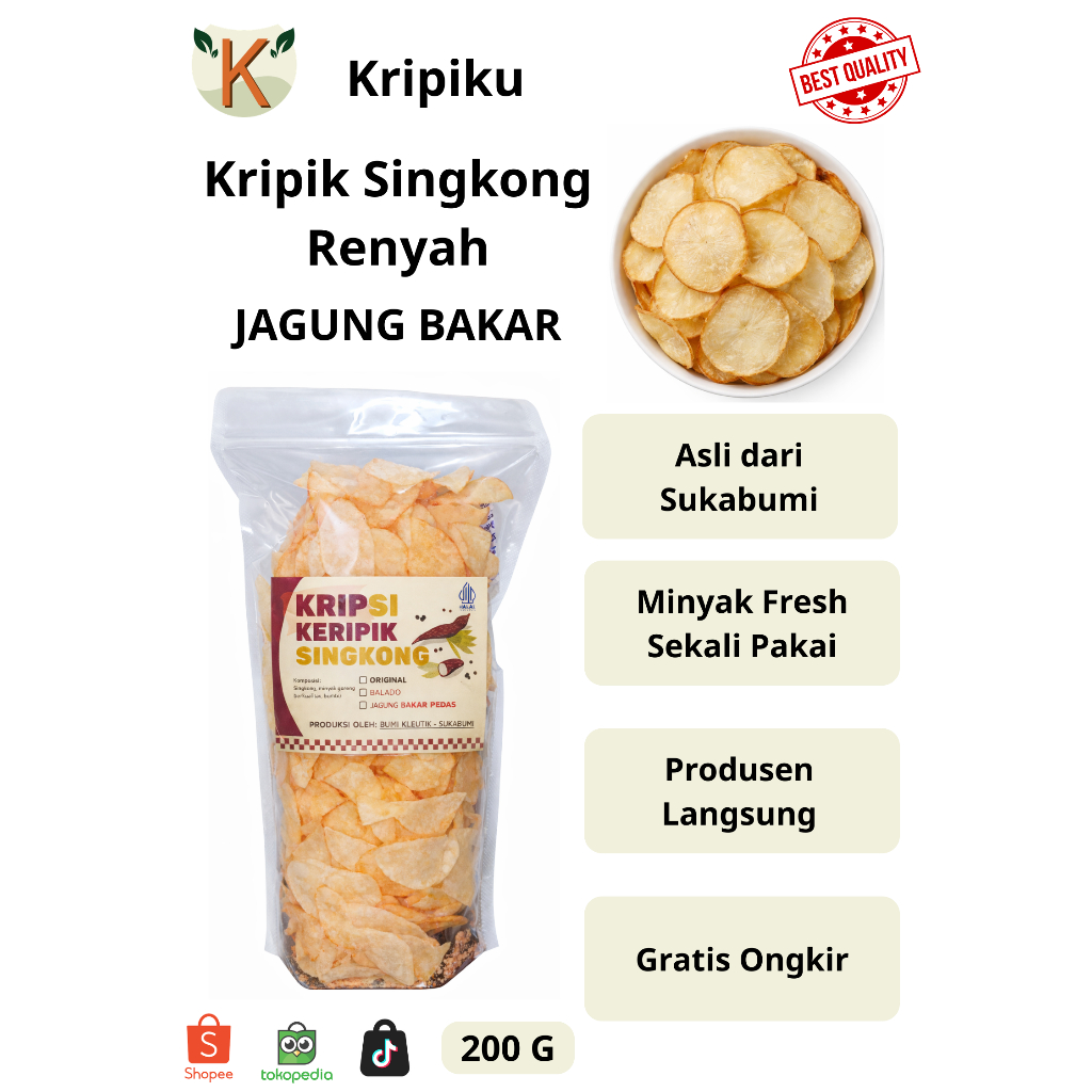 Keripik Singkong Sukabumi Renyah Gurih | Snack Crispy Jagung Bakar