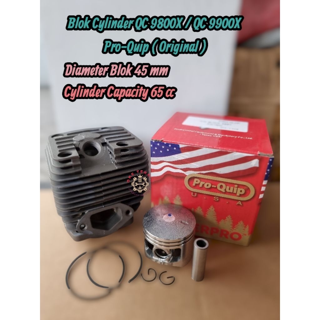 Blok Cylinder Komplit Original Turbo Chainsaw QC 9800X / QC 9900X ProQuip | 65cc Bore 45mm - Power B
