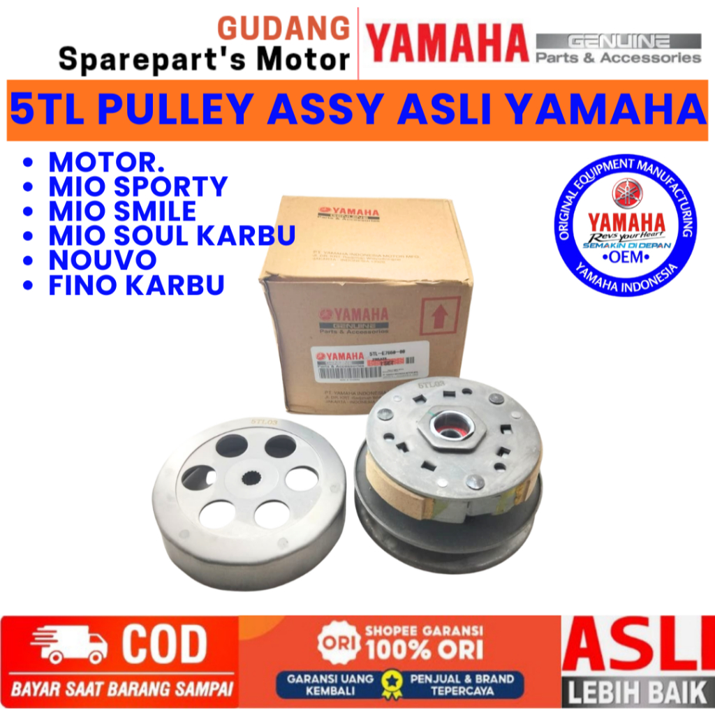 PULLEY ASSY SET 5TL ASLI YAMAHA MIO SMILE,MIO SPORTMIO SOUL KARBU,MIO SOUL GT,MIO LAMA,FINO KARBU