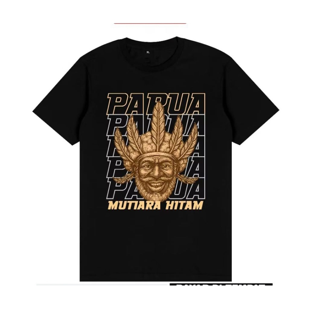 KAOS PAPUA MUTIARA HITAM MOTIF ORANG CREAM