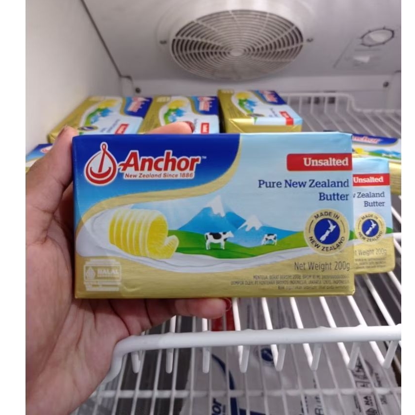 HARAP BACA DESKRIPSI TERLEBIH DAHULU SEBELUM CHECK OUT Anchor Unsalted Butter 200gr | Mentega Tawar 