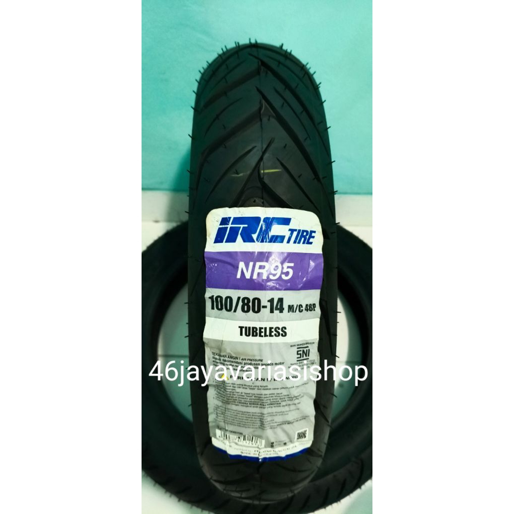BAN LUAR TUBELESS IRC NR95 NR87Z 100/80-14,90/80-14 BAN LUAR TUBLES MATIC RING 14 NR95 NR87Z 100 80 