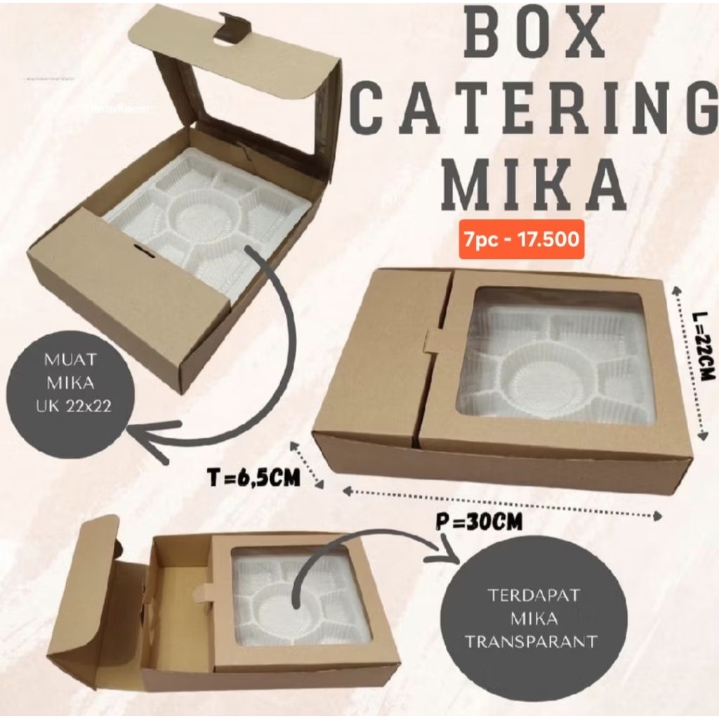 7pc BOX CATERING MIKA / KOTAK HAMPERS NASI / KOTAK NASI MIKA / KARDUS NASI