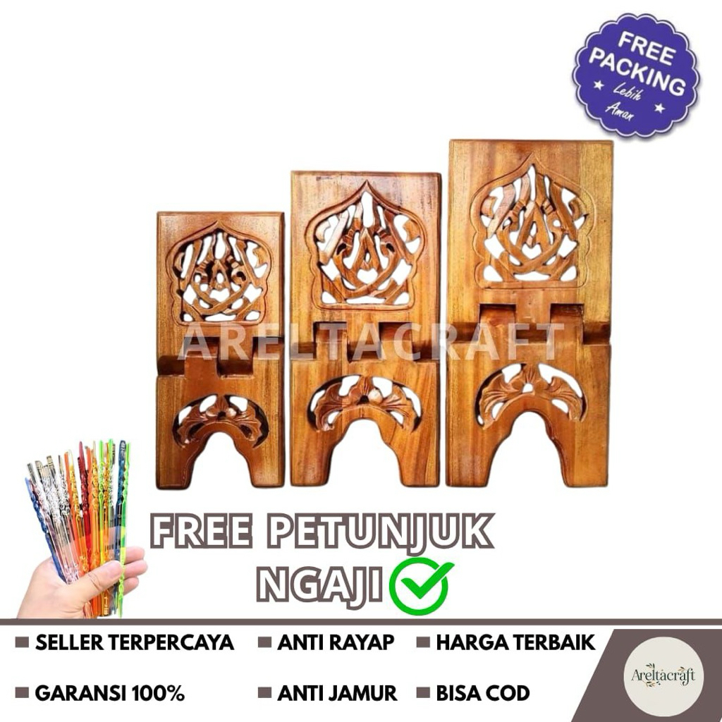 FREE PETUNJUK MENGAJI Rekal al Quran /rekal al quran lipat/rekal al quran kayu jati rekal al quran a