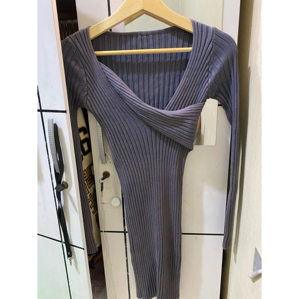 PRELOVED - Long dress knit grey daily rajut